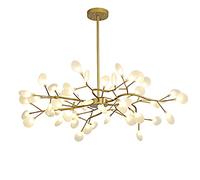 Modern 54-lights Firefly Metal Sputnik Chandelier Unique Chrome Finish During Light Opaline Acrylic Shade Ceiling Light For Kitchen Sink Bar-Golden 54 head