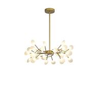 Modern 54-Lights Firefly Metal Sputnik Chandelier Unique Chrome Finish During Light Opaline Acrylic Shade Ceiling Light for Kitchen Sink Bar-Golden 30 Head