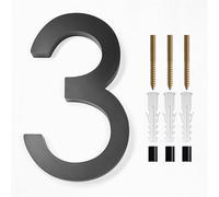 Modern 5inch 125mm Floating Black Letter A-C Digits 0-9, House Numbers for Outside Acrylic, Mailbox Number Plaque Address Plate Houses Sign, for Yard Home Street Apartment Exterior Screw(3)