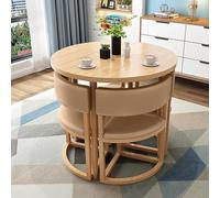 Modern 5Piece Round Dining Table and Chairs Set for Small Spaces Leather Upholstered Kitchen Furniture for 4 Metal Frame Ideal for Apartments80CM/31.5in