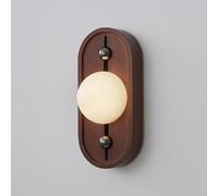 Modern 5W LED Wall Sconce - Elegant Alabaster Marble Shade, Walnut Base, Hardwired Indoor Lighting for Bedroom, Hallway, Stylish Home Decor (Size_Name Oval)
