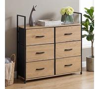 Modern 6 Drawer Fabric Chest With Wooden Top And Spacious Storage For Bedroom Organization
