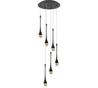 Modern 6-Light LED Crystal Chandelier - Dimmable, Remote Control, Color Adjustable Ceiling Light for Living Room, Foyer, Entryway, Staircase, Elegant Pendant Lighting Fixture