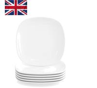 Modern 6-Piece Square Dinner Plates - Scratch Resistant Porcelain, Easy Care