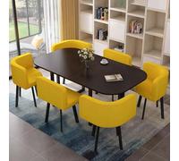 Modern 6 Seater Wooden Dining Table Set with Chairs - Multipurpose Conference & Kitchen Furniture for Dining or Living Room - 150CM Length Stylish &