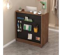 Modern 60cm White Reception Desk with Privacy Panels - Sleek Checkout Counter & Cash Register Stand 3-Drawer Storage + 2-Shelf nizer for Salon Office & Retail Use