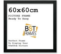 Modern 60x60 cm Picture Frame In Multiple Colours 60x60 cm Frames With Perspex Front & Wall Hanging Hooks - Poster Frames (Black)