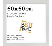 Modern 60x60 cm Picture Frame In Multiple Colours 60x60 cm Frames With Perspex Front & Wall Hanging Hooks - Poster Frames (Silver)