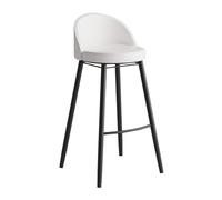 Modern 61cm Bar Stool with Low Back Black Metal Legs & Brown PU Leather Seat Comfortable Counter Height Chair for Home Kitchen & Dining Room.