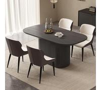 Modern 62.99" Oval Dining Table Set with 4 ChairsStylish Rectangular Kitchen Furniture for Home Bar Living Room Indoor Dining Black Finish