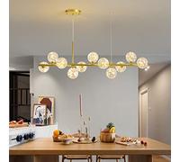 Modern 7 Light LED Chandelier Contemporary Glass Globe Ceiling Lamp for Dining Room & Living Room Kitchen Island Pendant Lighting 24 inch Gold Star Illumination.