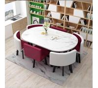 Modern 7-Piece Round Dining Table Set with 6 Chairs - Contemporary Furniture for Small Office, Conference Room, Kitchen, Lounge & Living Room. Ideal Meeting Table for 6.