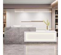 Modern 71" Reception Counter Desk with Lockable Drawers - Stylish Wooden Front Desk for Beauty Salons, Lobbies, Retail Stores & Offices - Functional A-Left Design for Professional Spaces