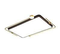 Modern 72W Ceiling Light - Rectangle Flush Mount with Remote Control Dimmable 3000K-6000K Geometric Black Metal & Acrylic Design for Kitchen Dining Living Room