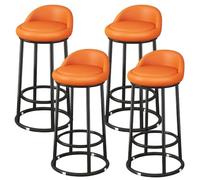 Modern 73cm Bar Stool Set of 4 Faux Leather Upholstered Metal Frame with Backrest & Footrest Ideal for Kitchen Island & Dining Room Seating