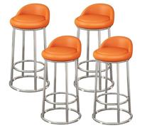Modern 73cm Bar Stool Set, Synthetic Leather Upholstered, Metal Frame with Backrest & Footrest, Perfect for Kitchen Island & Dining Room, 4PCS (Orange A)
