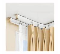 Modern 8.9ft Double Curved Ceiling Curtain Track - Sliding Curtain Rail for Living Room & Bedroom, Easy Install Window Treatment System, Flexible Design (White)