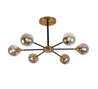 Modern 8-Lights Sputnik Chandelier Spherical Glass During Light Irregular Metal Chrome Finish Hanging Light for Kitchen Living Room Hallway-Smoke Gray 6 Head