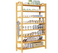 Modern 8 Tier Bamboo Shoe Rack for Entryway Narrow Multi Level Shoe Space Saving Storage for Home Apartment Hallway or Bedroom.
