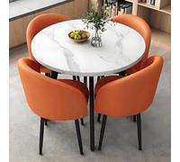 Modern 80cm Round Dining Table Set with Chairs Stylish Conference Table and Seating for Leisure Orange Finish Perfect for Home and Office Use