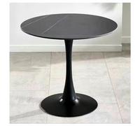 Modern 80cm Round Marble Bistro Table with Metal Base Stylish 4-Seater Dining & Kitchen Furniture for Dining Room Living Room and Chic Coffee Table Use