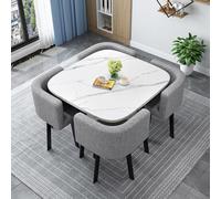 Modern 80cm Round/Square Dining Table Set with 4 Chairs - Stylish Wooden Kitchen & Conference Table & Chair Combination for Dining Room Reception and Office Use