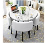 Modern 80cm Square/Round Dining Table Set with 4 Chairs - Stylish Conference Table for Small Offices Contemporary Dining Room Furniture for Leisure and Entertaining