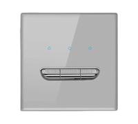 Modern 86mm Toggles Resets Switches Panel With LED Indicators Hardened Glass Wall Plate Simple Intslls For Home Office Decors Gray Multiple Control Electrical Switches Plate