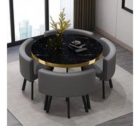 Modern 90cm Round Dining Table Set with 4ChairsIdeal for Kitchen Officeor Dining RoomEle Gray Black & d h for Breakfast Bar