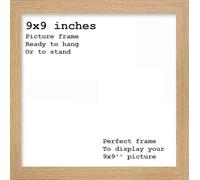Modern 9x9 Inch Picture Frame In Multiple Colours 9x9 Inch Square Frames With Perspex Front & Wall Hanging Hook With Easel Back - Poster Frames 23 x 23 cm (Oak)