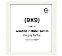 Modern 9x9 Inch Picture Frame - Square Picture Frames With Safe Perspex Front & Wall Hanging Hooks - 9x9 Square Photo Frame Poster Frames Black Oak White (White, 9x9 Inch)