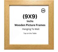 Modern 9x9 Inch Picture Frame - Square Picture Frames With Safe Perspex Front & Wall Hanging Hooks - 9x9 Square Photo Frame Poster Frames Black Oak White (Oak, 9x9 Inch)