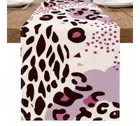 Modern Abstract Animal Print Table Runner, Violet Spotty Design Decorative Runner for Home Dining and Holiday Gatherings 13x90 Inch
