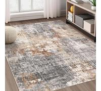 Modern Abstract Area Rug 120x120 cm Brown & Cream Square Carpet for Living Room Bedroom Office Versatile Décor for Sofa & Desk Chair.