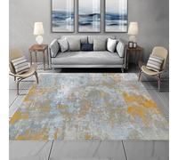 Modern Abstract Area Rug 140x180 cmBlue Gray & Yellow Living Room Carpet Aesthetic Home Décor for Bedroom & Lounge Stylish Floor Mat