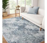 Modern Abstract Area Rug, 5x7 Washable Large Living Room Rugs for Bedroom, Soft Non Slip Contemporary Low Pile Indoor, Deerly 5x7 Rug for Kitchen Entryway Bathroom Bedroom Dining Room, Blue/Grey/White