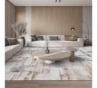 Modern Abstract Area Rug, Grey and White, Distressed Pattern, Contemporary Living Room Decor 100 x 100cm