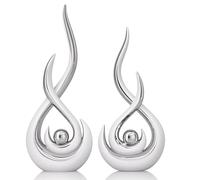 Modern Abstract Art Home Decor Accent,Contemporary Statues Coffee Table Decor for Living Room,Table Centerpieces for Dining Room,Ceramic Sculptures Knick Knacks for TV Stand Show Piece (White Silver)