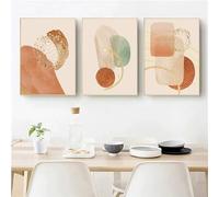 Modern Abstract Beige Warm Orange Geometric Bohemian Poster Wall Canvas Painting for Living Bedroom Kitchen Office Decoration-50 * 70cm-3PCS (No Frame)