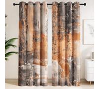 Modern Abstract Blackout Curtains for Living Room Bedroom, Window Drapes with Eyelet, Textured Print, Thermal Insulated Curtains Elegant Rugged, Burnt Orange Earth Tones W 29.5" x L 65" 2 Panels
