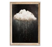 Modern Abstract Canvas Prints Wall Art Vintage Rain Cloud Oil Painting Wall Art White Clouds in The Sky Nature Abstract Minimalist Home Artwork Decoration for Bedroom, Bathroom, Farmhous, Unframed