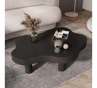 Modern Abstract Coffee Table Natural Solid Wood Accent Table 89.9cm x 60cm x 40cm Stylish Black Living Room Furniture Contemporary Centerpiece for Home Decor