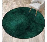 Modern Abstract Dark Green Round Rug Super Soft Indoor Decorative Carpet for Living Room & Bedroom Sofa Cushion Ø 80 cm Stylish Home Décor Accent
