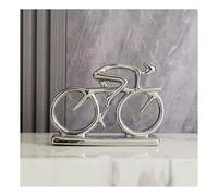 Modern Abstract Decorative Sculpture Bicycle Decoration Ceramic Cyclist Gifts Bicycle Lover Figurines Decoration for Bedroom Office Bookshelf Apartment Statues And s,Silver A