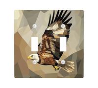 Modern Abstract Eagle Decorative Light Switch Cover Plate 2 Gang Double Toggle, Farmouse Mosaic Hawks Electrical Faceplate for Kitchen Bathroom, Falcons Switchcover Decor