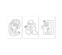 Modern Abstract Face One Line Drawing Poster Prints Black And White Minimalist Wall Art Canvas Painting Nordic Pictures Home Decor 50x70cmx3 Unframed