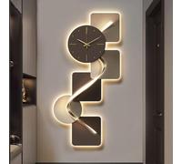 Modern Abstract Geometric Wall Clock with LED Light, Plug-in Power Supply, 3D Wall Art Decor for Living Room, Bedroom, Entrance, Office