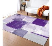 Modern Abstract Graffiti Purple And Gray Square Area Rugs, 60 x 90 cm Indoor Non-Slip Kids Rug, Machine Washable Carpet, Breathable Durable Mat for Living Room Decor