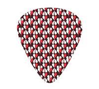 Modern Abstract Love Guitar Picks 12 Pack Universal ABS Guitar Picks,Colorful Hearts Celebration Modern Abstract Love Birthday Design,for Acoustic and Electric Guitar,Red and White