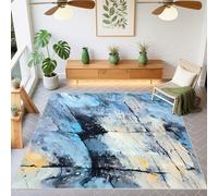 Modern Abstract Non-Slip Kids Rug 200x300cm - Blue & Gray City Kitchen Design for Children's Bedroom & Living Room Perfect for Under Bed & Play Area